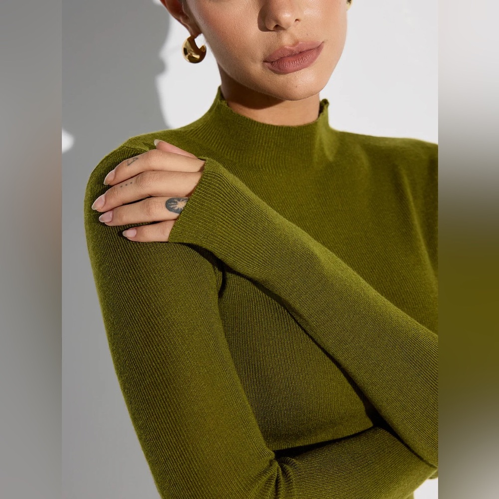 Commense Mock Neck Wool Blend Knit Top